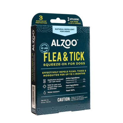 ALZOO Plant-Based Flea & Tick Repellent Squeeze-On for Cats and Dogs (3-Month Supply)