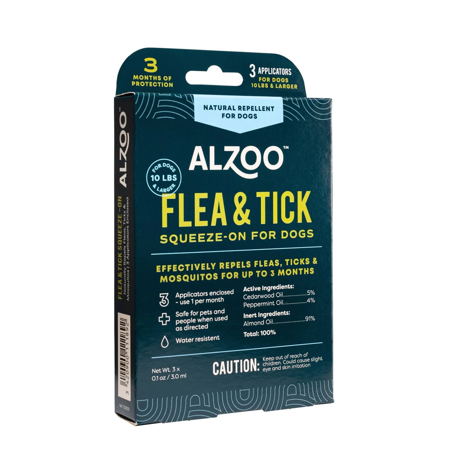 ALZOO Plant-Based Flea & Tick Repellent Squeeze-On for Cats and Dogs (3-Month Supply)