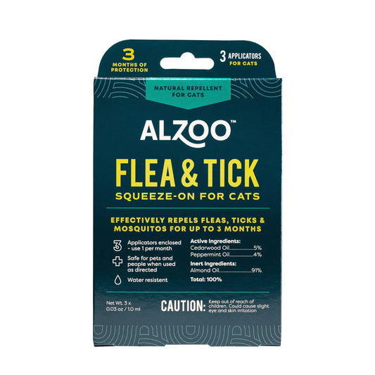 ALZOO Plant-Based Flea & Tick Repellent Squeeze-On for Cats and Dogs (3-Month Supply)