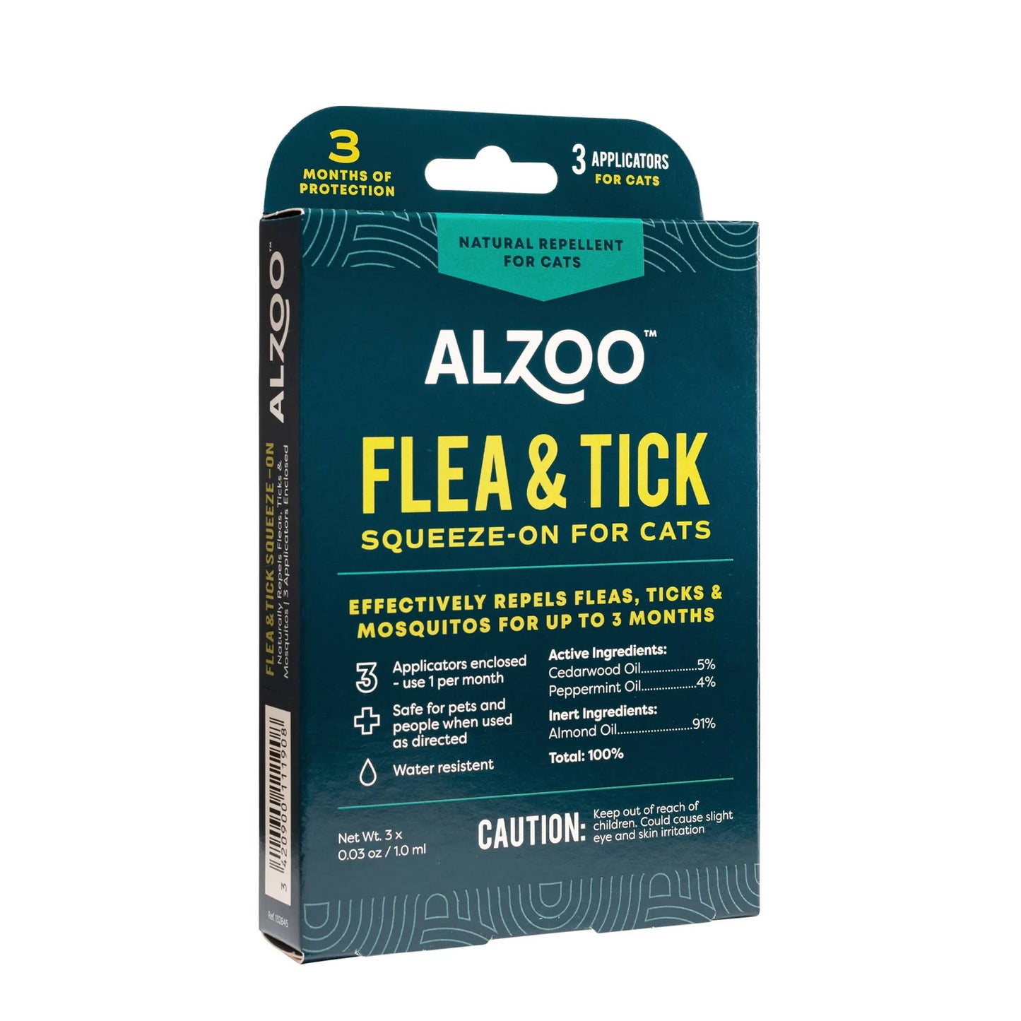 ALZOO Plant-Based Flea & Tick Repellent Squeeze-On for Cats and Dogs (3-Month Supply)