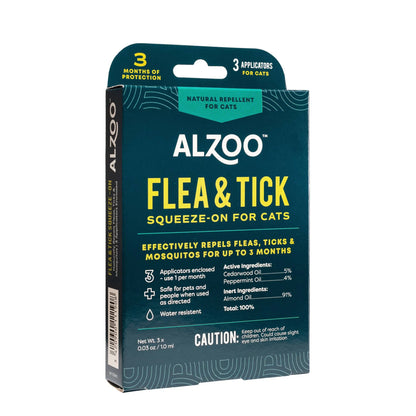ALZOO Plant-Based Flea & Tick Repellent Squeeze-On for Cats and Dogs (3-Month Supply)