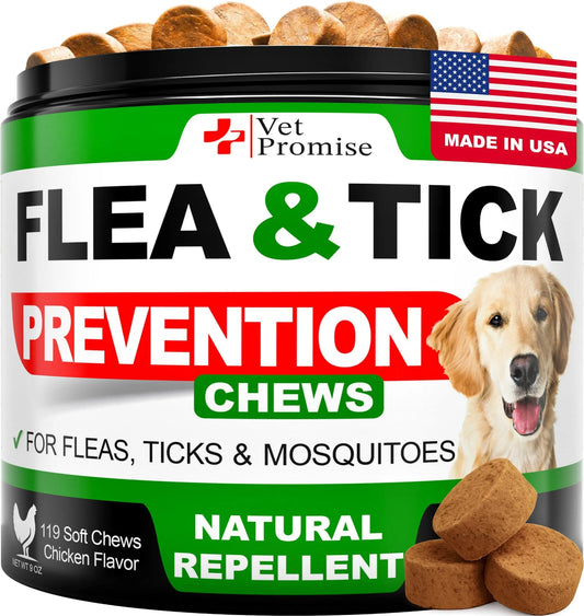 Vet Promise Flea & Tick Prevention Chewables — Natural Oral Defense Supplement for Dogs