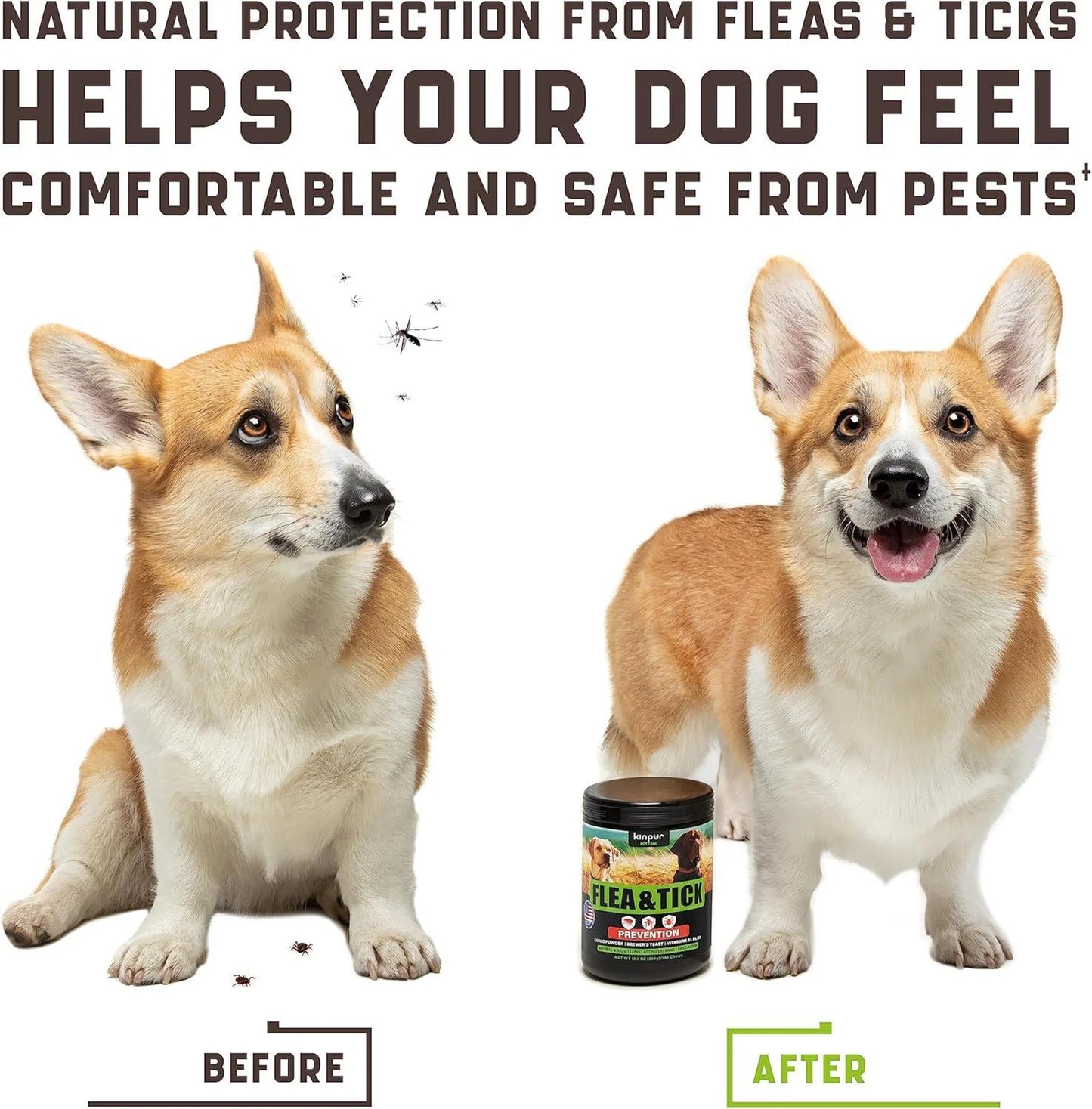 Kinpur Natural Flea & Tick Chews — Natural Defense & Immune Support for Dogs