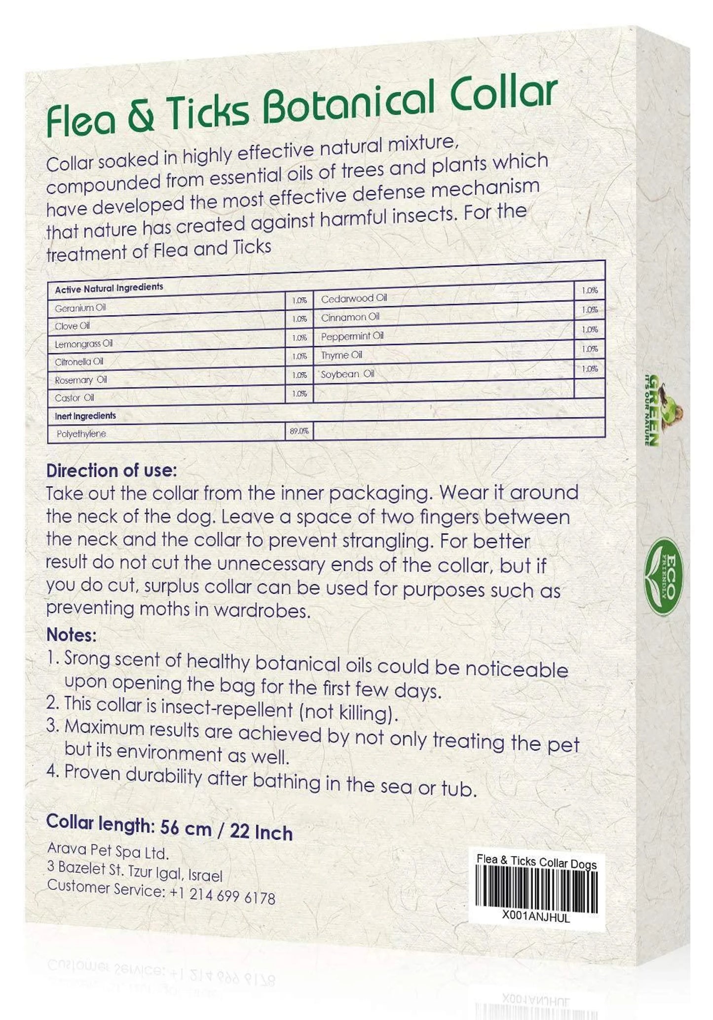 Arava Dead Sea Pet Spa Flea & Tick Collar for Dogs & Puppies — Natural Botanical Protection