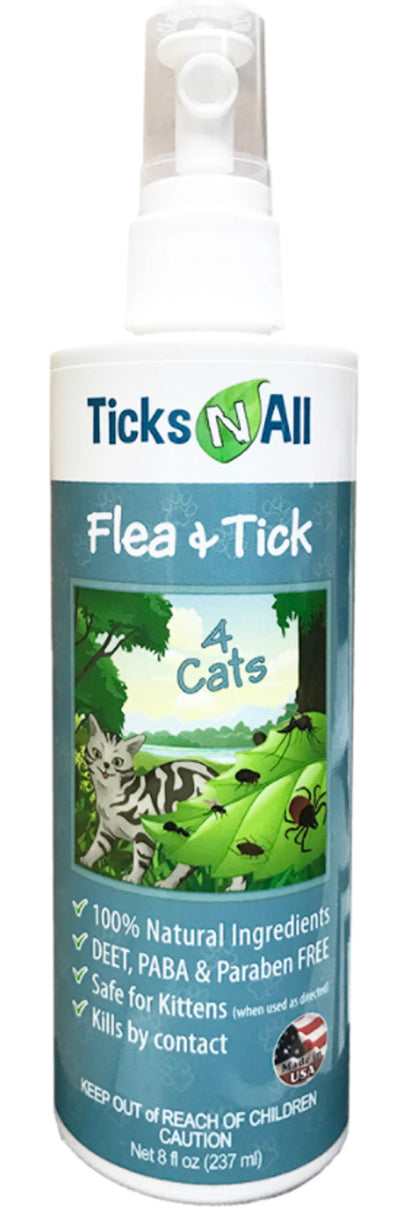 Ticks N All Flea & Tick spray for cats on a white background