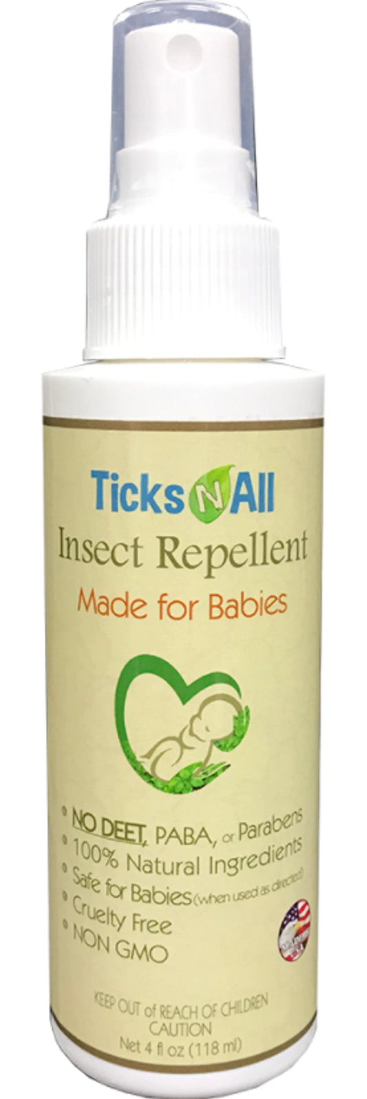 All Natural Insect Repellent 4 Babies 4oz – Ticks-N-All