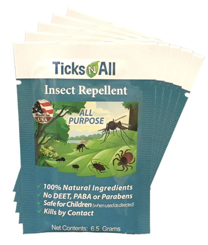 All Natural All Purpose Insect Repellent Wipes (5 count.) – Ticks-N-All