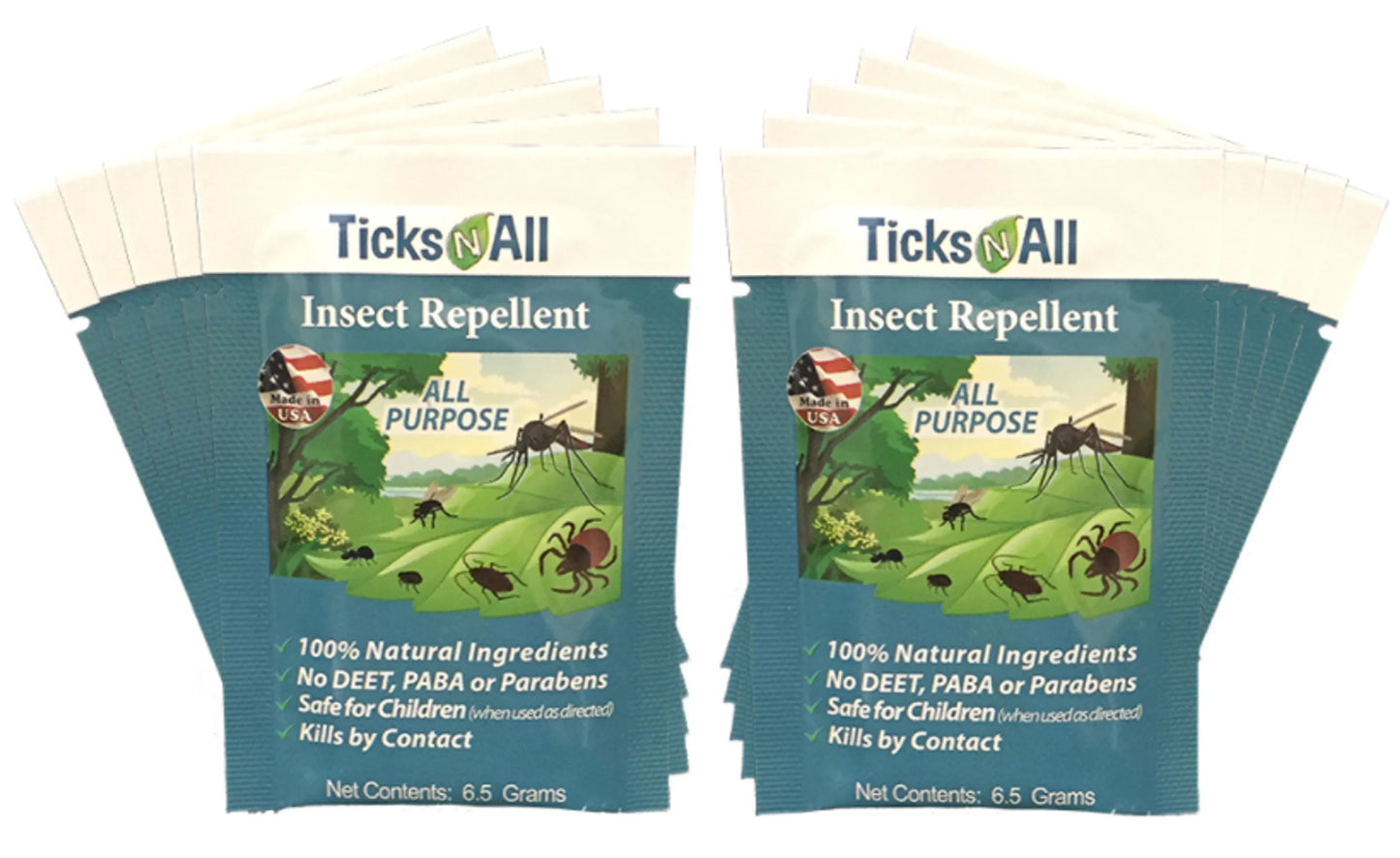 All Natural All Purpose Insect Repellent Wipes (5 count.) – Ticks-N-All