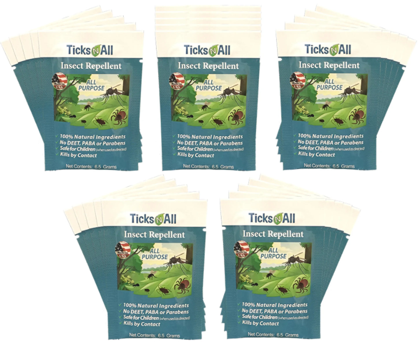 All Natural All Purpose Insect Repellent Wipes (5 count.) – Ticks-N-All