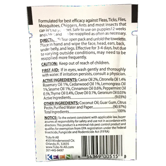 All Natural Flea and Tick Wipes 4-Dogs (10 count.) – Ticks-N-All